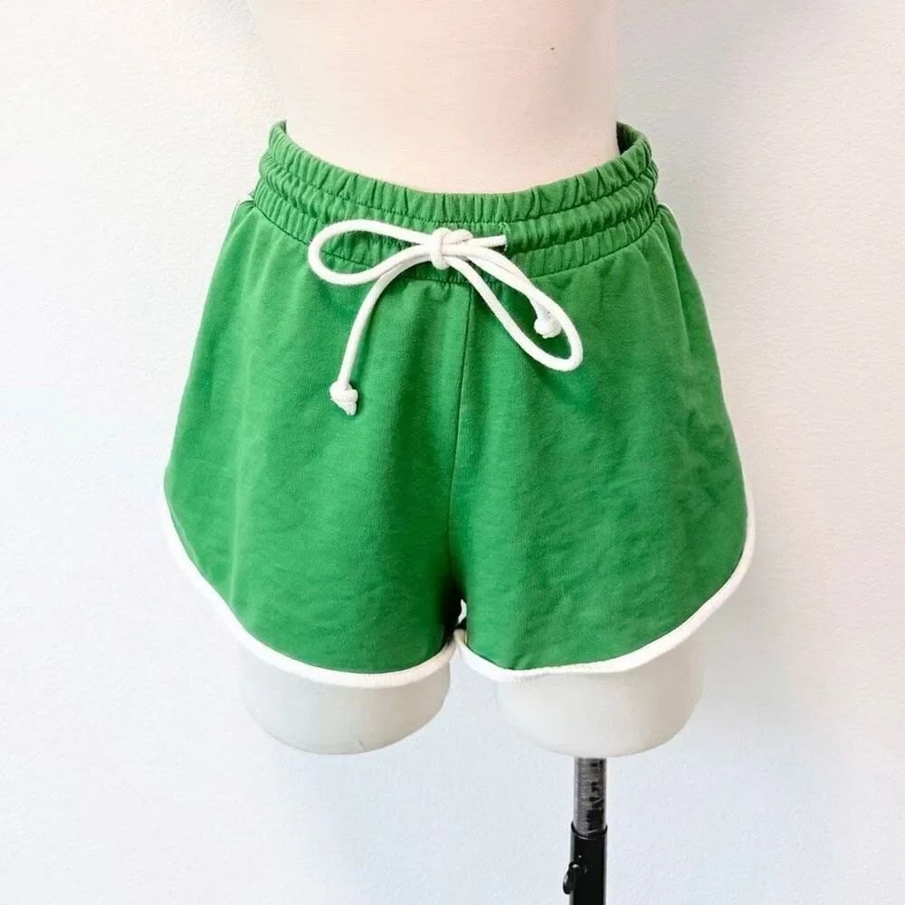 Forever 21 Dolphin Track Workout Green Stripe Retro Shorts Small S